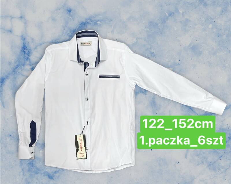 Koszule Chłopięca Roz 122-152, 1 kolor Paczka 6 szt